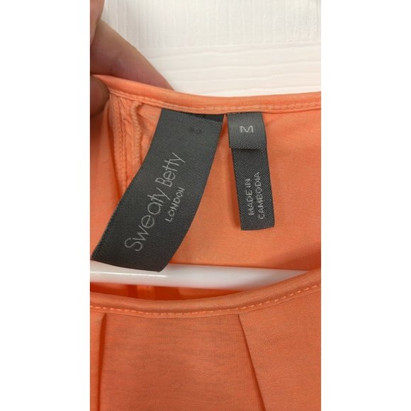 Sweaty Betty Hinoki Pleat Tee Peach Orange Pink Size Medium - Picture 3 of 5